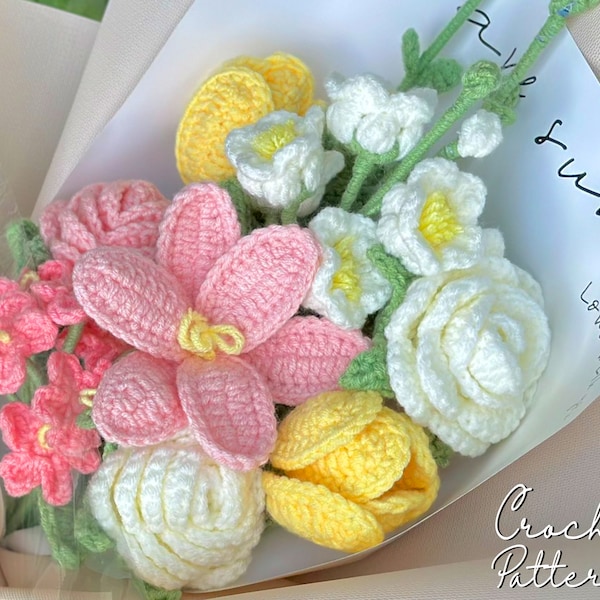 Flower Bouquet Crochet Pattern, Crochet Flower Bouquet Pattern, Crochet Flower Pattern, Wedding Flower