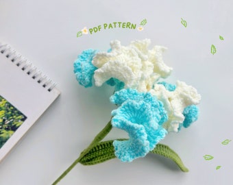 Blue Iris Flowers Crochet Pattern, Crochet Flower Bouquet Pattern, Crochet Flower Pattern, Wedding Flower