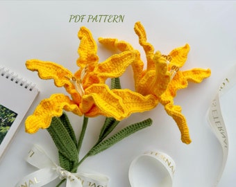 Iris Flower Crochet Pattern, Crochet Flower Bouquet Pattern, Crochet Flower Pattern, Wedding Flower