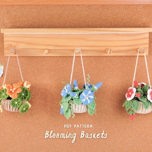 Blooming Baskets Crochet Patterns Bundle, Nasturtium Basket Pattern, Morning Glory Basket Pattern, Petunia Basket Pattern, PDF Pattern