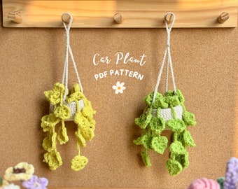 Motif au crochet avec feuilles tombantes, motif plante suspendue au crochet, plante suspendue au crochet pour voiture, motif plante suspendue, panier suspendu au crochet