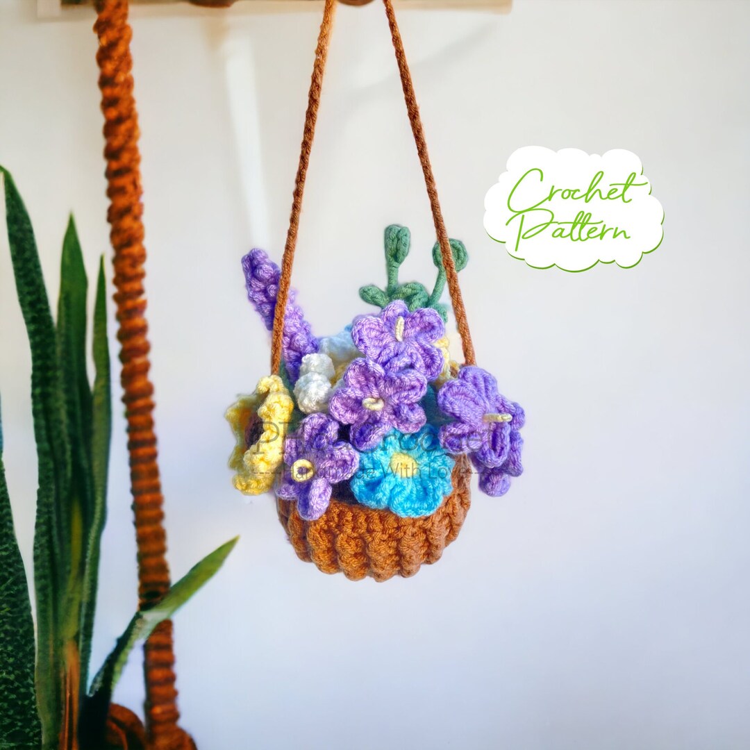 Plant Crochet Pattern,flower Car Haing, Crochet Hanging Plant for Car