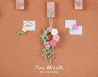 Schema all'uncinetto per ghirlanda rosa, schema all'uncinetto per fiori, schema all'uncinetto floreale rosa, schema all'uncinetto per ghirlanda primaverile, schema all'uncinetto per ghirlanda in PDF