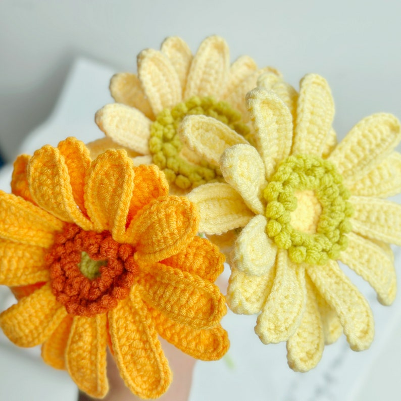 Gerbera Flower Crochet Pattern, Crochet Flower Bouquet Pattern, Crochet Flower Pattern, Wedding Flower image 6