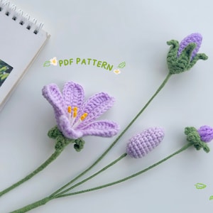 Lila Himmel Blume Häkeln Muster, Häkelblumenstrauß Muster, Häkelblumen Muster, Hochzeitsblume