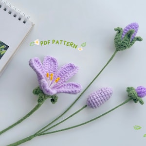 Purple Sky Flower Crochet Pattern, Crochet Flower Bouquet Pattern, Crochet Flower Pattern, Wedding Flower