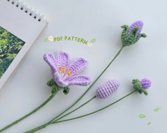 Purple Sky Flower Crochet Pattern, Crochet Flower Bouquet Pattern, Crochet Flower Pattern, Wedding Flower