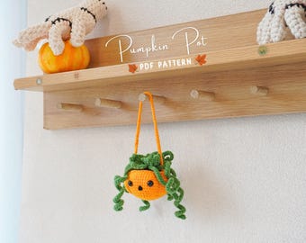 Halloween Car Hanging Pumpkin Pot Crochet Pattern, Halloween Plant Crochet Pattern, Car Hanging Plant Pattern, Hanging Pot Crochet