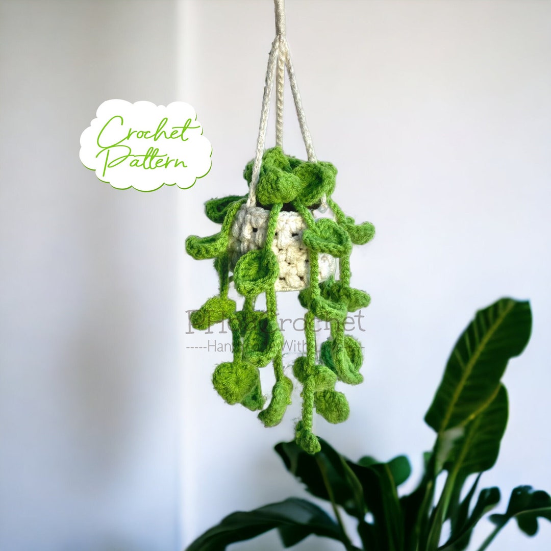 Hanging Plant Crochet Pattern, Crochet Car Pothos Plant, Crochet