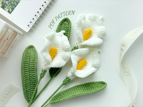 Calla Lily Flowers Crochet Pattern, Crochet Flower Bouquet Pattern, Crochet Flower Pattern, Wedding Flower
