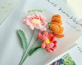 Chrysanthemums Flower Crochet Pattern, Crochet Flower Bouquet Pattern, Crochet Flower Pattern, Wedding Flower