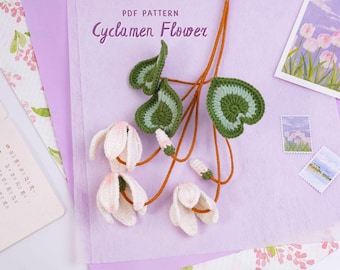 Cyclamen Flower Crochet Pattern, Flower Crochet Pattern, Simple Flower Home Decor, Floral Home Decor Crochet, Digital PDF Pattern