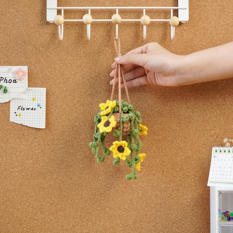 Sunflower Basket Crochet Pattern, Plant Basket Crochet Pattern, Crochet