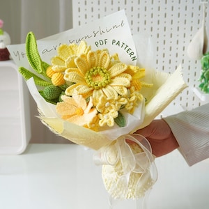 Sunshine Bouquet Häkelanleitung, Häkelblumenstrauß Muster, Häkelblumenstrauß Muster, Hochzeitsblumen