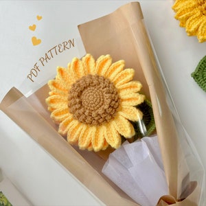 Sunflower Crochet Pattern, Crochet Flower Bouquet Pattern, Crochet Flower Pattern, Wedding Flower