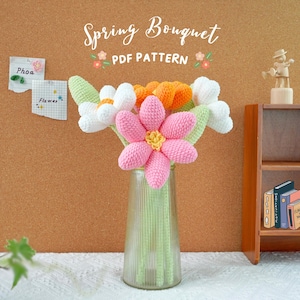 Spring Bouquet Crochet Pattern, Crochet Flower Bouquet Pattern, Crochet Flower Pattern, Wedding Flower