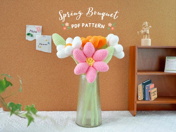 Spring Bouquet Crochet Pattern, Crochet Flower Bouquet Pattern, Crochet Flower Pattern, Wedding Flower