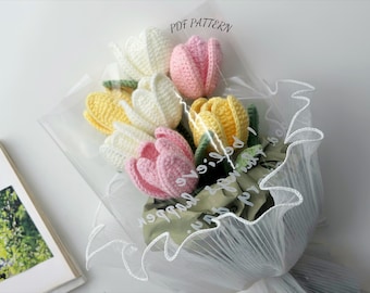 Tulip Flower Crochet Pattern, Crochet Flower Bouquet Pattern, Crochet Flower Pattern, Wedding Flower