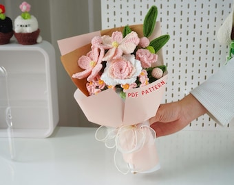 Blush Flower Bouquet Crochet Patterns, Crochet Flower Bouquet Patterns, Crochet Flower Patterns, Wedding Flower Crochet Pattern