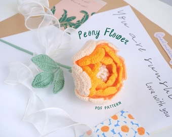 Peony Flower Crochet Pattern,  Flower Bouquet Crochet Pattern, Flower Crochet Pattern, Peony Flower PDF Pattern