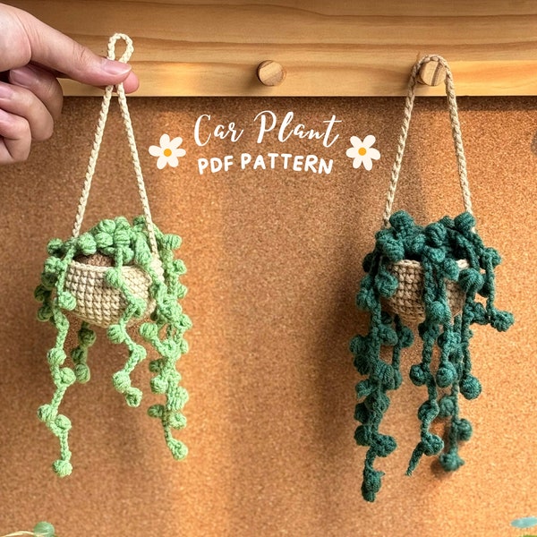 Succulent Potted Basket Crochet Pattern, Plant Crochet Pattern, Flower Hanging Crochet Pattern, Car Hanging Crochet Pattern