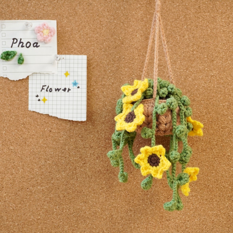 Sunflower Basket Crochet Pattern, Plant Basket Crochet Pattern, Crochet