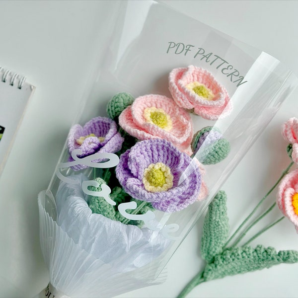 Motif au crochet fleur de pavot, motif bouquet de fleurs au crochet, motif fleurs au crochet, fleur de mariage