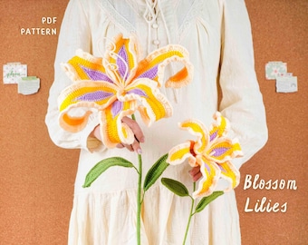 Blossom Lilies Crochet Patterns Bundle | Giant Lily Flower Pattern, Lily Flower Pattern, Flower Crochet Patterns, Lily Flowers PDF Pattern