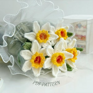 Narcissus Flower Crochet Pattern, Crochet Flower Bouquet Pattern, Crochet Flower Pattern, Wedding Flower