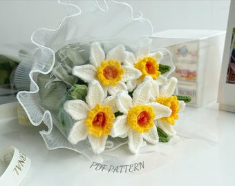 Narcissus Flower Crochet Pattern, Crochet Flower Bouquet Pattern, Crochet Flower Pattern, Wedding Flower