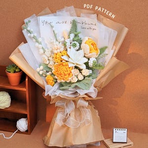 Warm Glow Bouquet Häkelanleitung, Häkelblumenstrauß Muster, Häkelblumenstrauß, Hochzeitsblumen