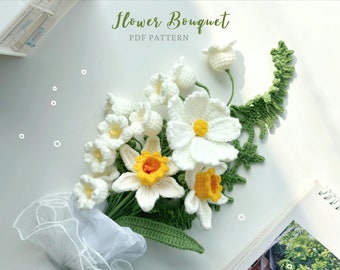 Bouquet Flower Crochet Pattern, Crochet Flower Bouquet Pattern, Crochet Flower Pattern, Wedding Flower, Flower Crochet