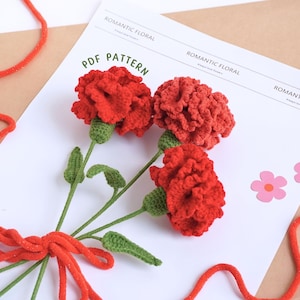 Nelke Blume Häkelanleitung, Valentinstag Häkelanleitung, Blumenstrauß Häkelanleitung, Blumen Häkelanleitung