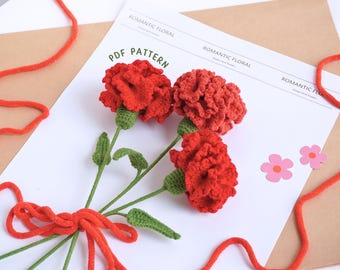 Carnation Flower Crochet Pattern, Valentine Crochet Pattern, Flower Bouquet Crochet Pattern, Flower Crochet Pattern