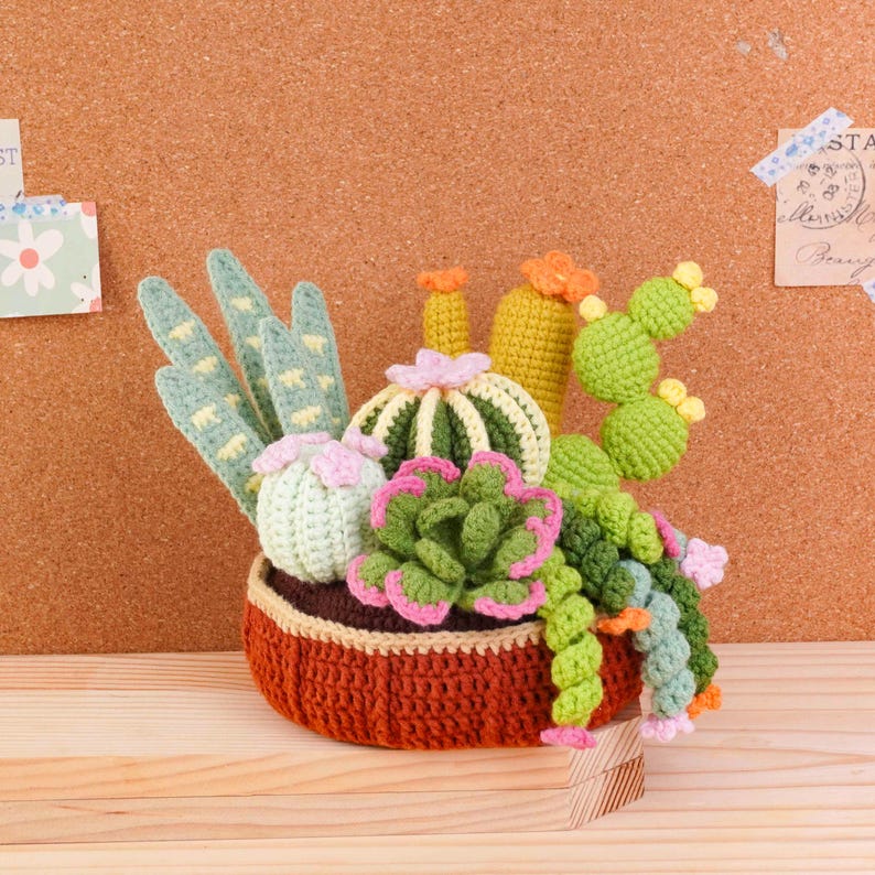 Mini Plant Pot Crochet Pattern Bundle, Cactus Pot Pattern, Succulent Pot Pattern, Mixed Plant Pot Pattern, Blooming Cactus Pot Pattern image 9
