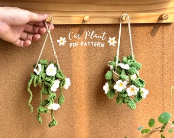 Daisy Flower Basket Crochet Pattern, Plant Crochet Pattern, Flower Hanging Crochet Pattern, Car Hanging Crochet Pattern
