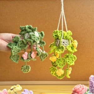 Plant crochet pattern, car hanging plant Crochet Pattern, Crochet hanging plant for car, Hanging Plant Pattern, Hanging basket crochet zdjęcie 4