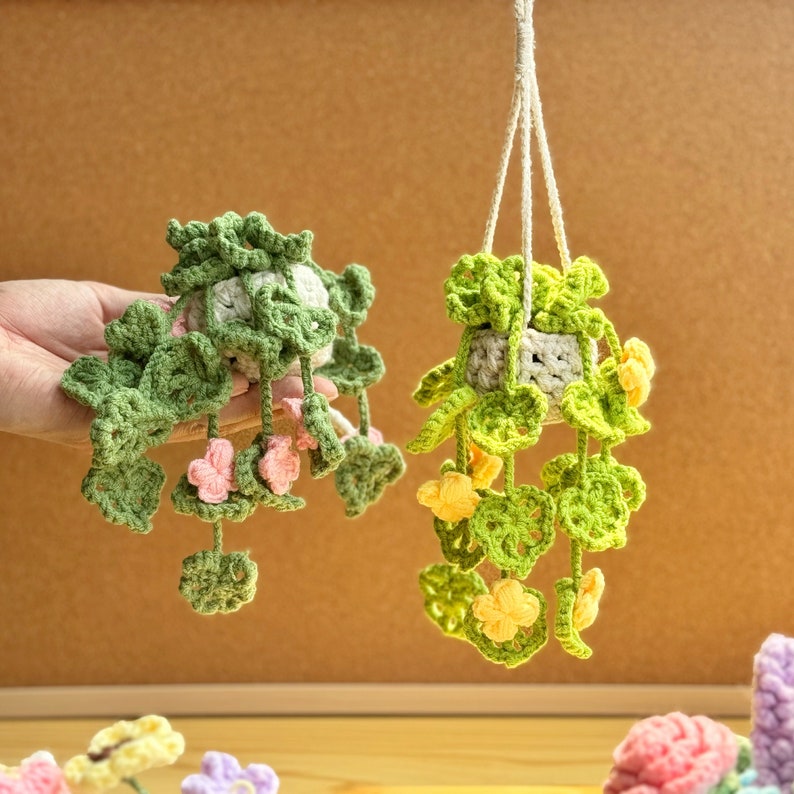 Plant crochet pattern, car hanging plant Crochet Pattern, Crochet hanging plant for car, Hanging Plant Pattern, Hanging basket crochet image 4