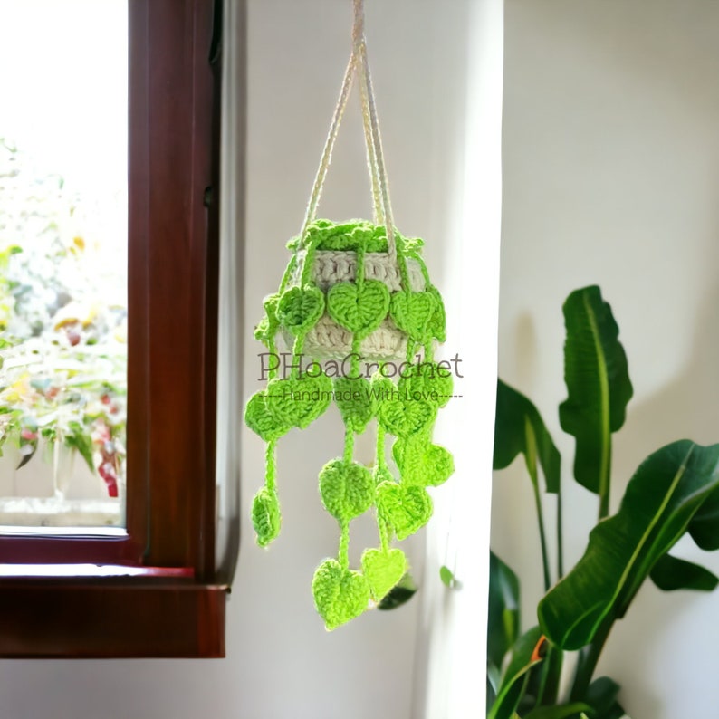 Crochet Patterns, Crochet Plant pattern, Crochet Hanging Plant Pattern, Pothos Plant Pattern, Drooping Leave Pattern image 7