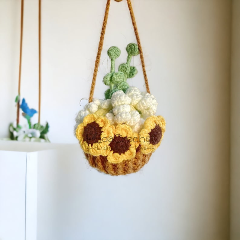 Crochet Patterns, Crochet Plant pattern, Crochet Hanging Plant Pattern, Pothos Plant Pattern, Drooping Leave Pattern image 5