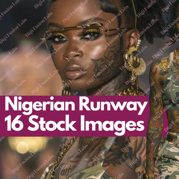 Nigerian Glam Stock Runway Model, for Fashion and Beauty brands, stock photo images, melanin photoshoot, AI-generated model stock photos, AI