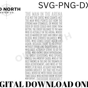 The Man In The Arena - Discurso de Theodore Roosevelt - Somente SVG - Download digital
