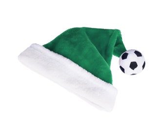 Santa Soccer Hat (1 GREEN hat) / futbol fan hat / Christmas Soccer Team Hat / Soccer Ball