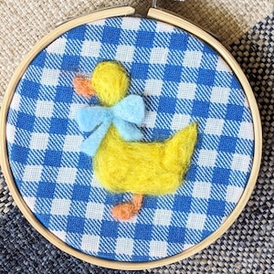 Felted Wool Duck Nursery Decor: Vintage Embroidery Hoop Art