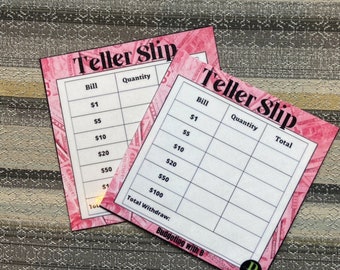 Reusable Laminated Teller Slip | Cash Stuffing Budget Binder Accessory