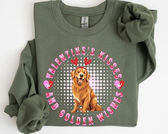 Golden Retriever Dog Sweatshirt Valentine Gift For Dog Lover Present For Dog Mom and Dad Goldie Dog Valentines Day Shirt Golden Lovers