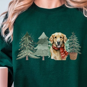 Golden Retriever Weihnachten Sweatshirt, Weihnachtsbaum Hund Weihnachten Shirt, Golden Mom Top, Geschenk für Hundeliebhaber, Urlaub Pullover, Xmas Crewneck
