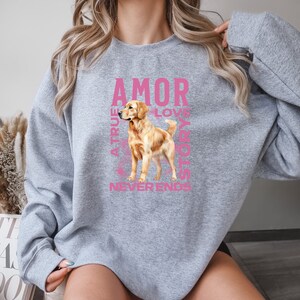 Golden Retriever Dog Sweatshirt Valentine Gift For Dog Lover Present For Dog Mom and Dad Goldie Dog Valentines Day Shirt Golden Lovers Sport Grey