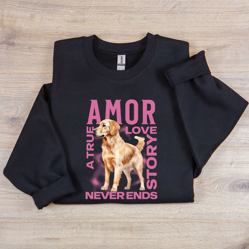 Golden Retriever Dog Sweatshirt Valentine Gift For Dog Lover Present For Dog Mom and Dad Goldie Dog Valentines Day Shirt Golden Lovers Black