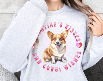Corgi Valentine Sweatshirt Gift Idea for Corgi Lover Mama Present Amor Pink Shirt With Corgi Love Sweater Dog Themed Gifts for Corgi Owner